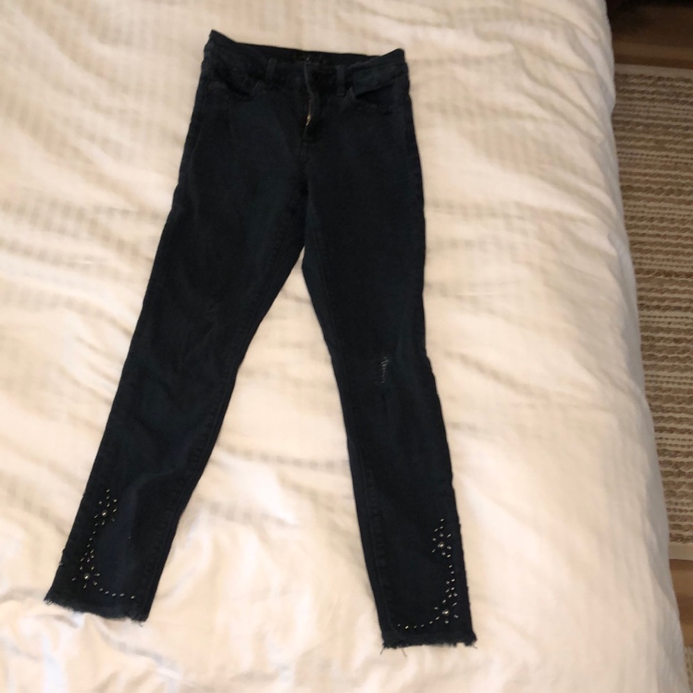 Lucky brand high waisted black embroided jeans